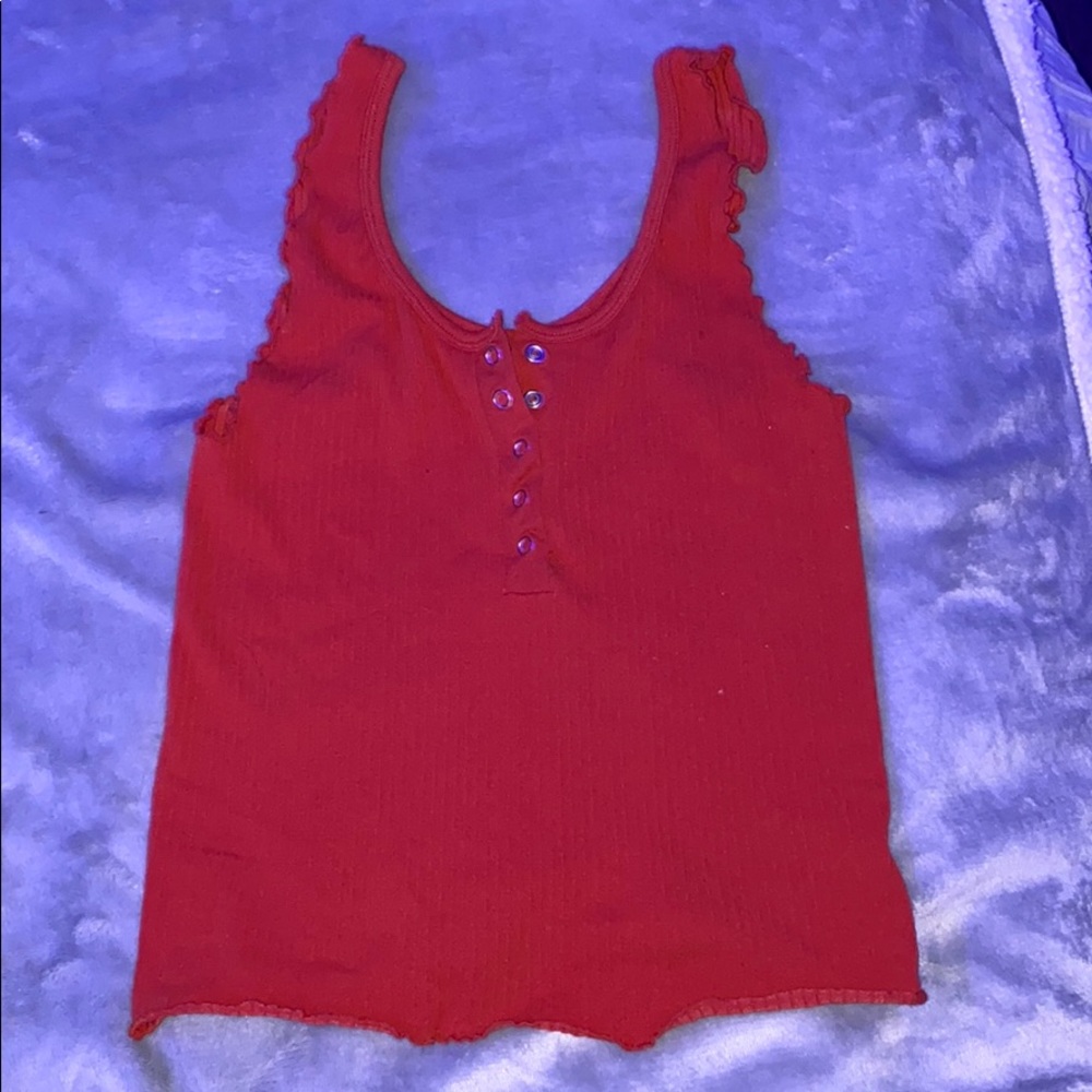 Ribbed Rust Lettuce Tank Top